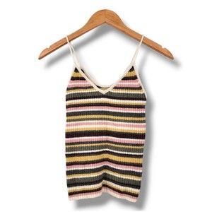 American Eagle Outfitters Women's Striped V Neck Spaghetti Strap Sweater Tank XL